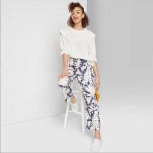 High-rise pull-on wide-leg tie-dye pants